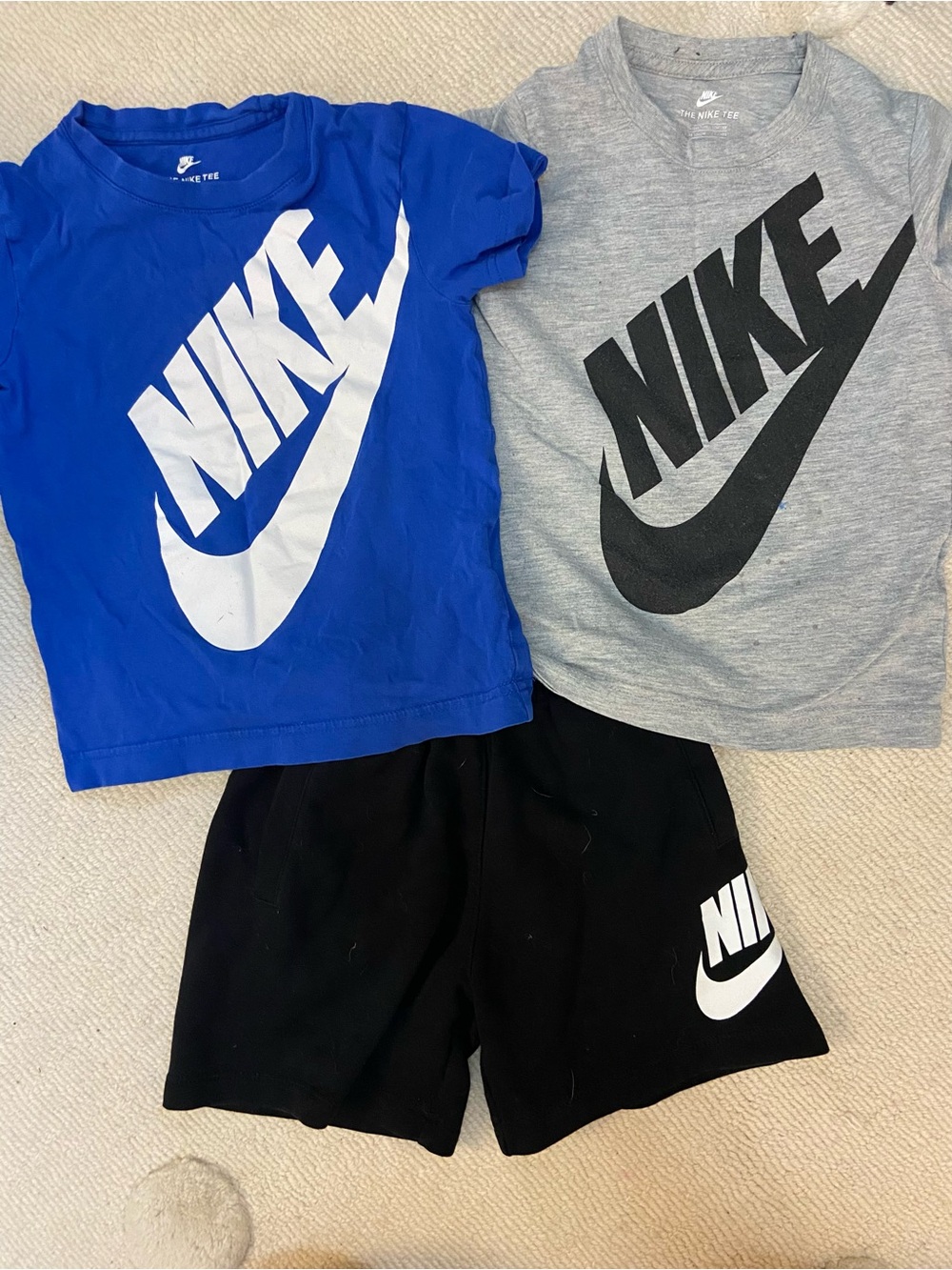 Nike Boys Graphic Tee & Shorts Set - Royal Blue, Gray & Black